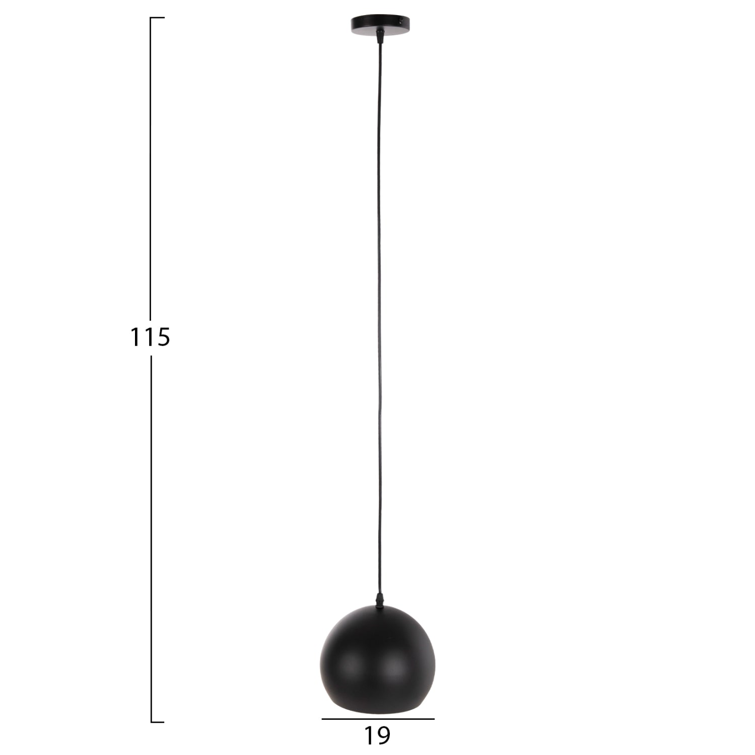 CEILING PENDANT LAMP HM4107 BLACK METAL CAP 19x19x115Hcm.