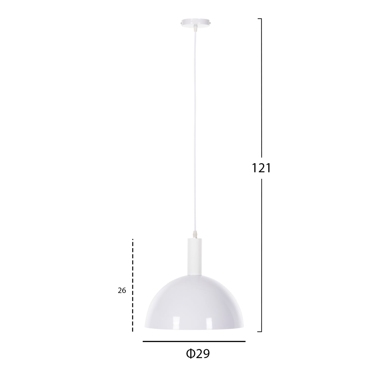 CEILING PENDANT LAMP HM4111 WHITE METAL BELL Φ29.5Χ119Hcm.