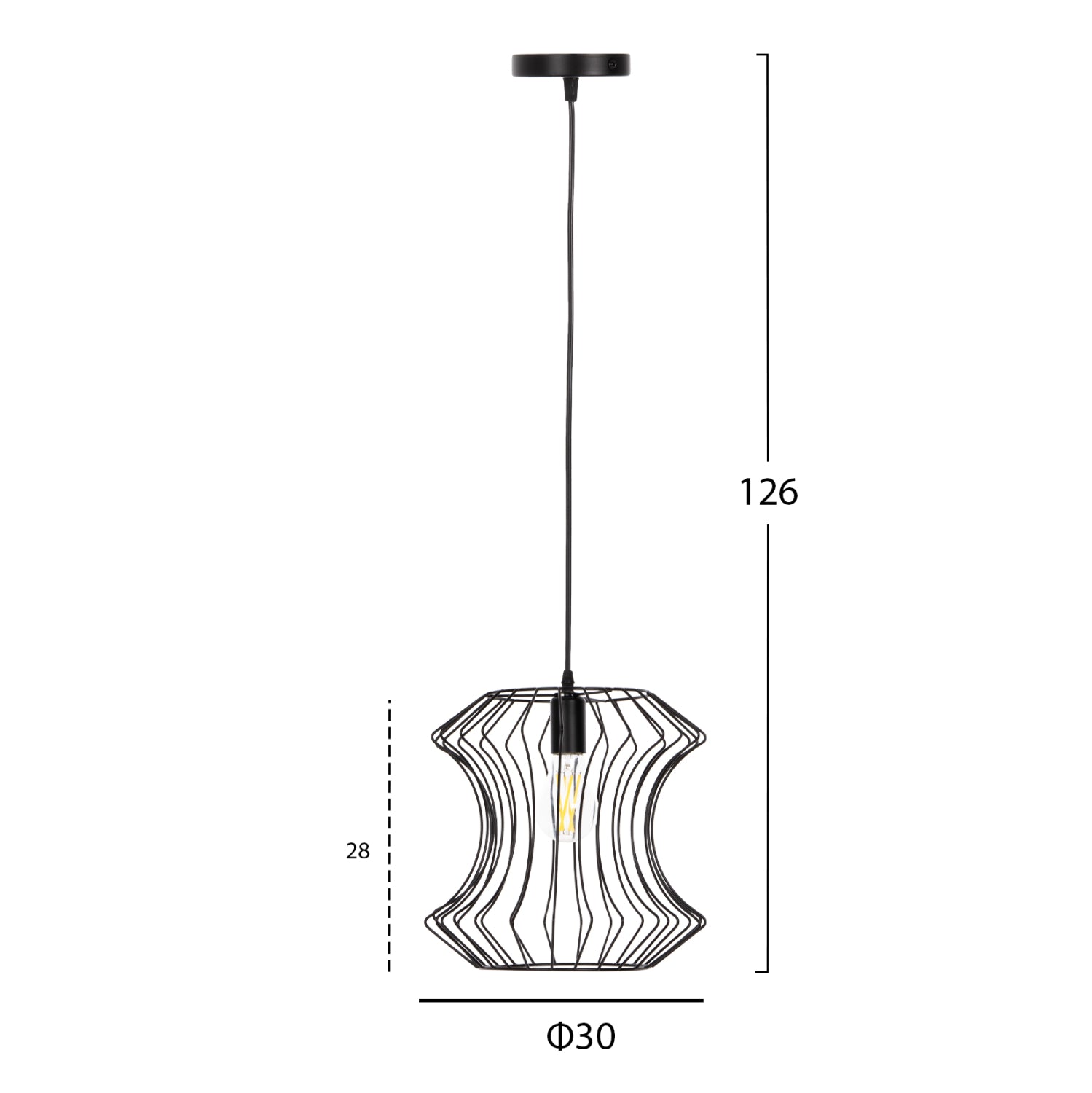 CEILING PENDANT FIXTURE HM4112 BLACK METAL Φ30x126Hcm.