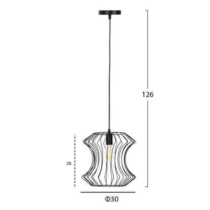 CEILING PENDANT FIXTURE HM4112 BLACK METAL Φ30x126Hcm.