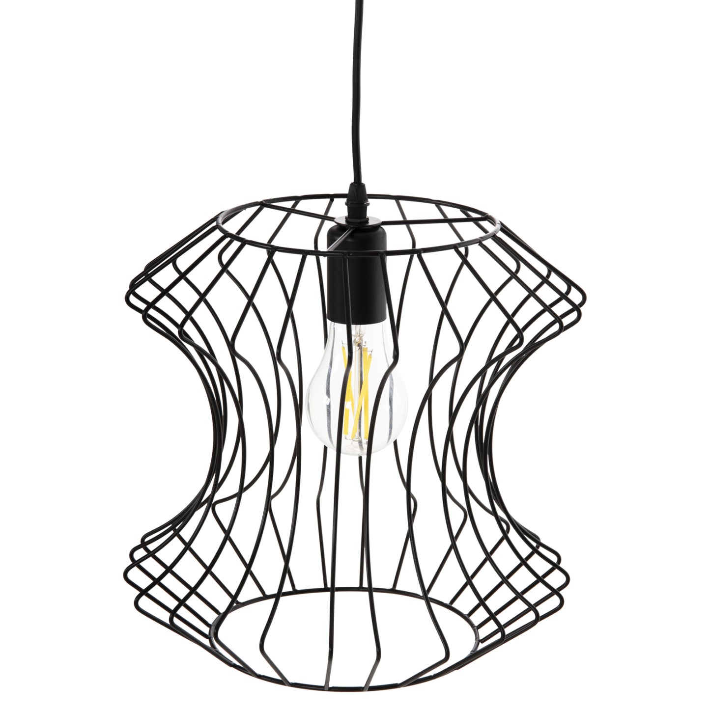 CEILING PENDANT FIXTURE HM4112 BLACK METAL Φ30x126Hcm.