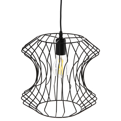 CEILING PENDANT FIXTURE HM4112 BLACK METAL Φ30x126Hcm.