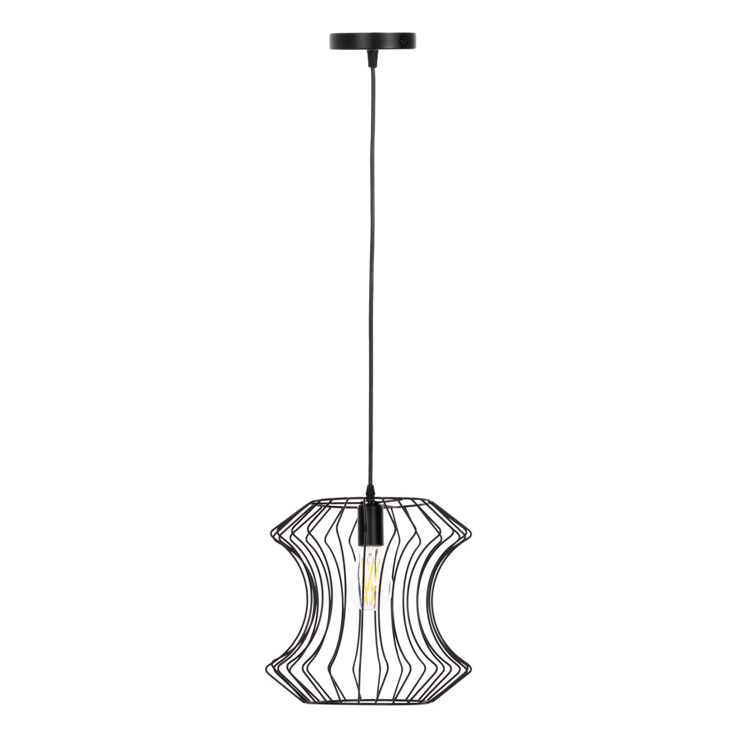 CEILING PENDANT FIXTURE HM4112 BLACK METAL Φ30x126Hcm.