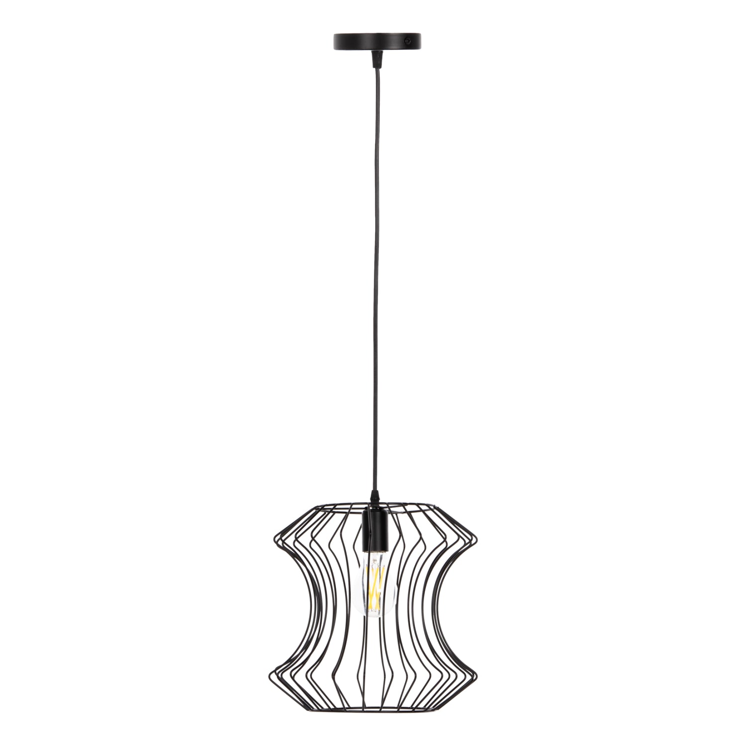 CEILING PENDANT FIXTURE HM4112 BLACK METAL Φ30x126Hcm.