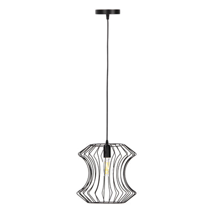 CEILING PENDANT FIXTURE HM4112 BLACK METAL Φ30x126Hcm.