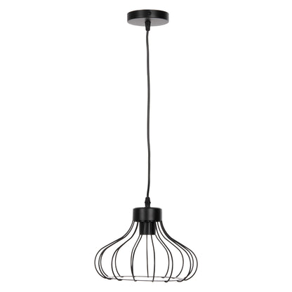 CEILING PENDANT LAMP ΗΜ4114 BLACK METAL SPHERICAL CAP Φ23x122Hcm.