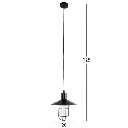 CEILING PENDANT LAMP HM4119 BLACK METAL-GLASS Φ26x125Hcm.