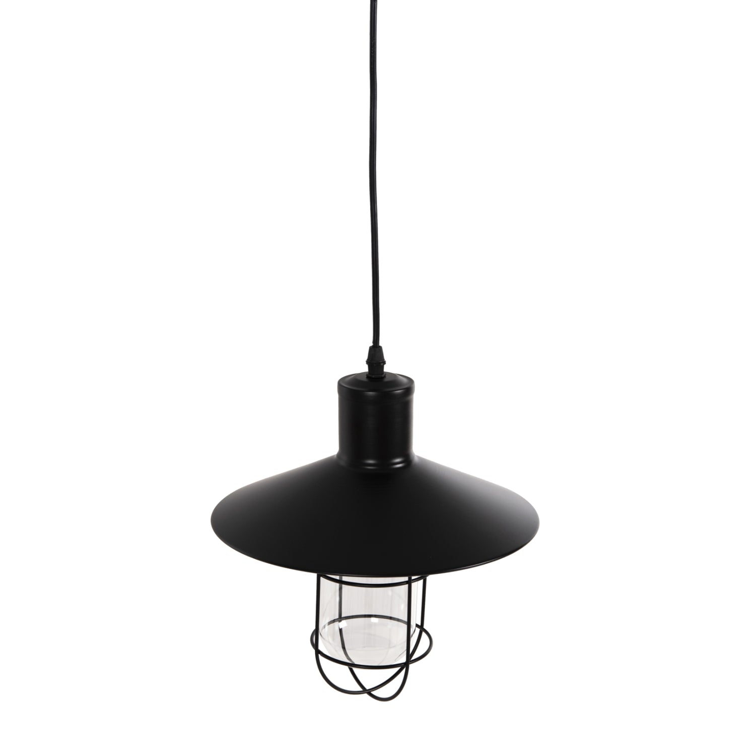 CEILING PENDANT LAMP HM4119 BLACK METAL-GLASS Φ26x125Hcm.