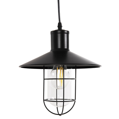 CEILING PENDANT LAMP HM4119 BLACK METAL-GLASS Φ26x125Hcm.