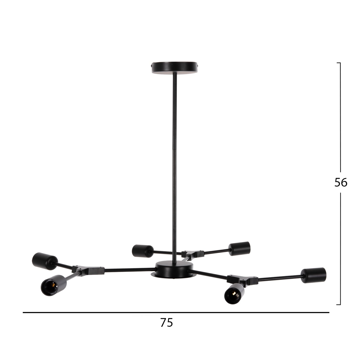 CEILING PENDANT 6-LIGHT FIXTURE HM4125 BLACK METAL 75x75x75Hcm.