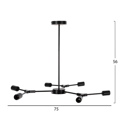 CEILING PENDANT 6-LIGHT FIXTURE HM4125 BLACK METAL 75x75x75Hcm.