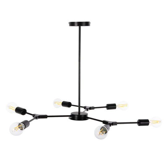 CEILING PENDANT 6-LIGHT FIXTURE HM4125 BLACK METAL 75x75x75Hcm.