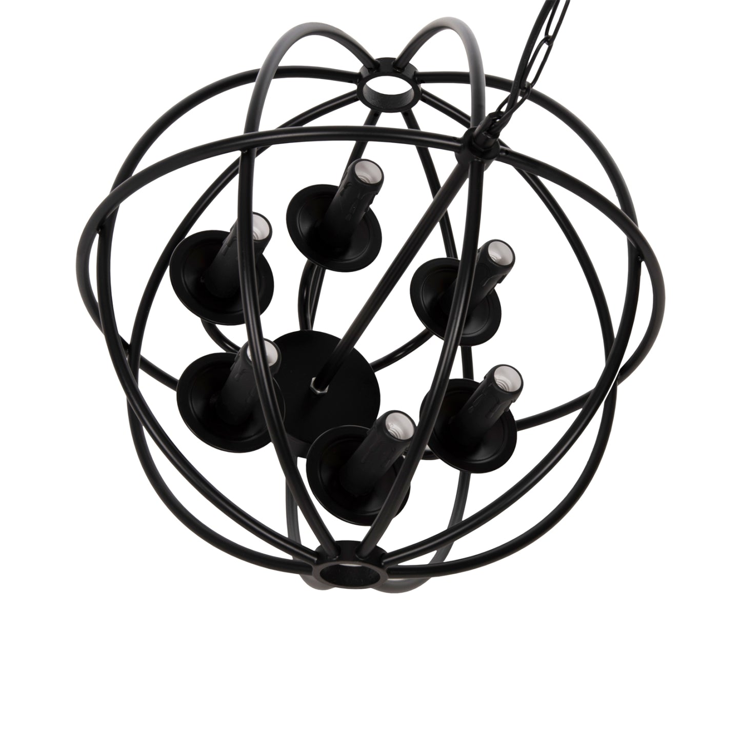 CEILING PENDANT LAMP HM4127 BLACK METAL SPHERE 6-LIGHT Φ42x108Hcm.
