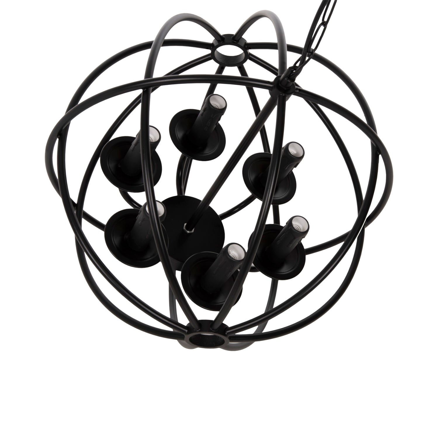 CEILING PENDANT LAMP HM4127 BLACK METAL SPHERE 6-LIGHT Φ42x108Hcm.