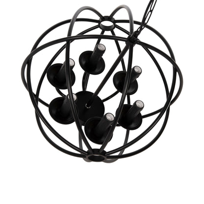 CEILING PENDANT LAMP HM4127 BLACK METAL SPHERE 6-LIGHT Φ42x108Hcm.