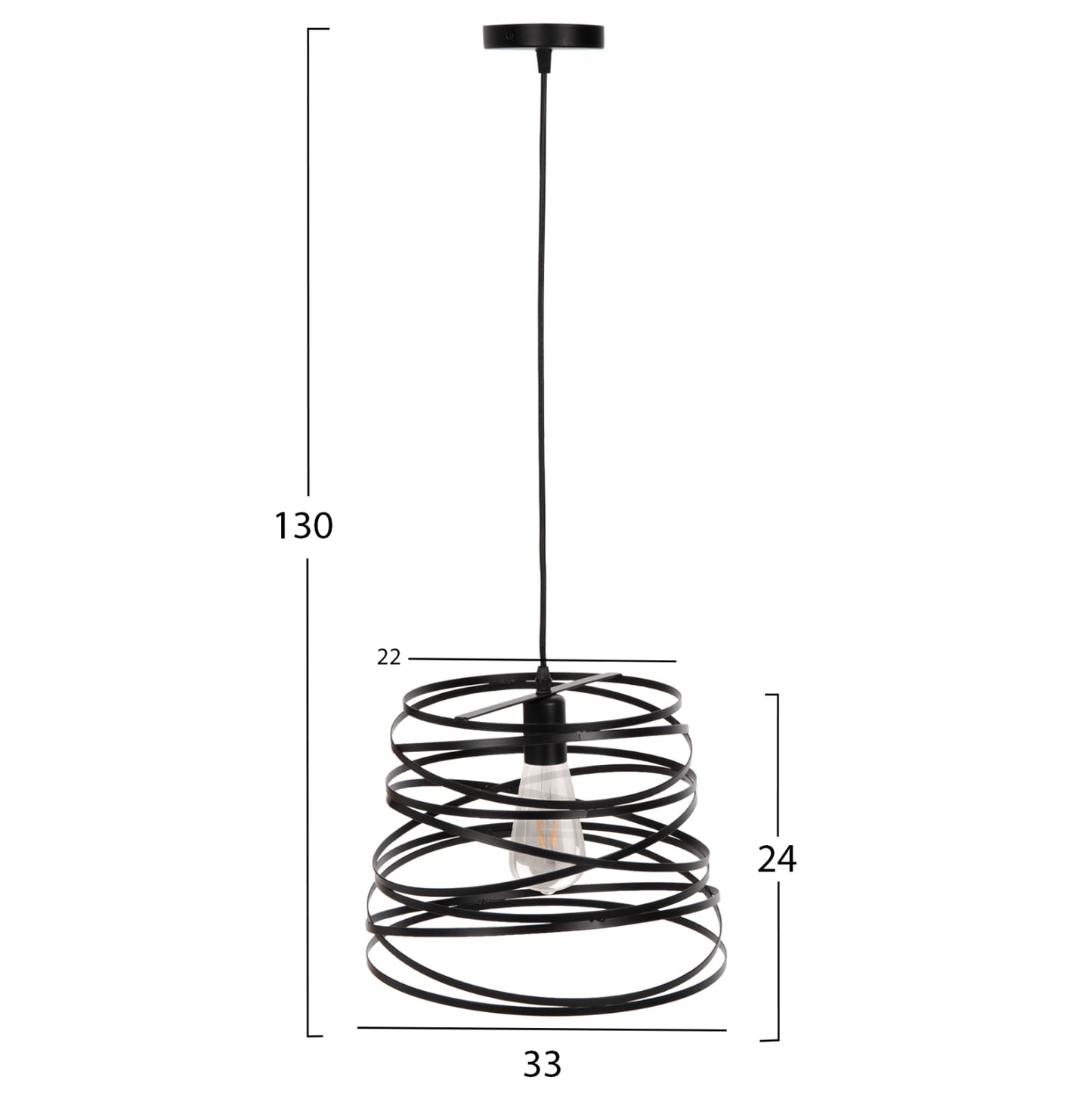 CEILING PENDANT LAMP HM4129 BLACK METAL CYLINDRICAL CAP 22-33x130Hcm.