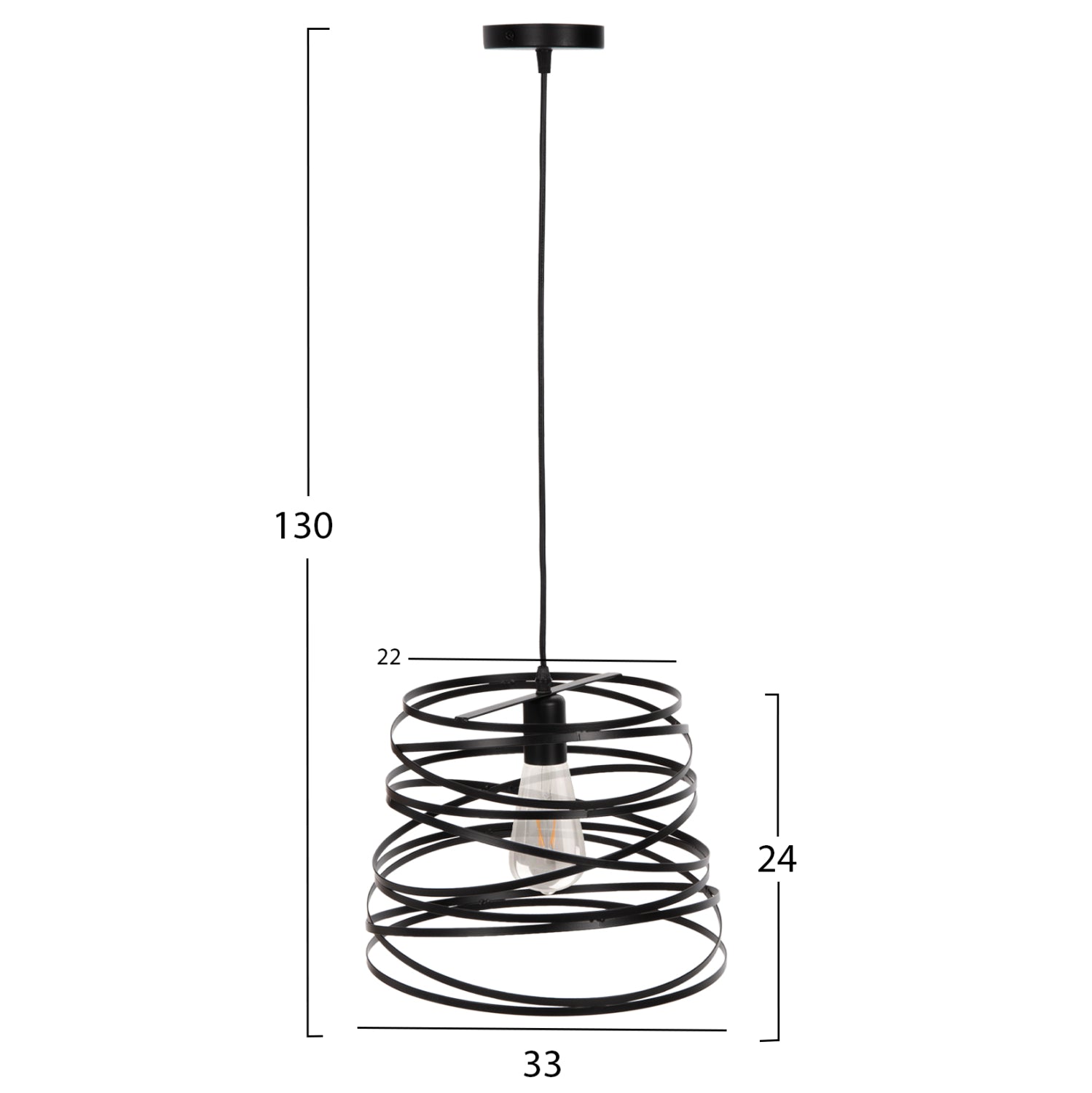 CEILING PENDANT LAMP HM4129 BLACK METAL CYLINDRICAL CAP 22-33x130Hcm.