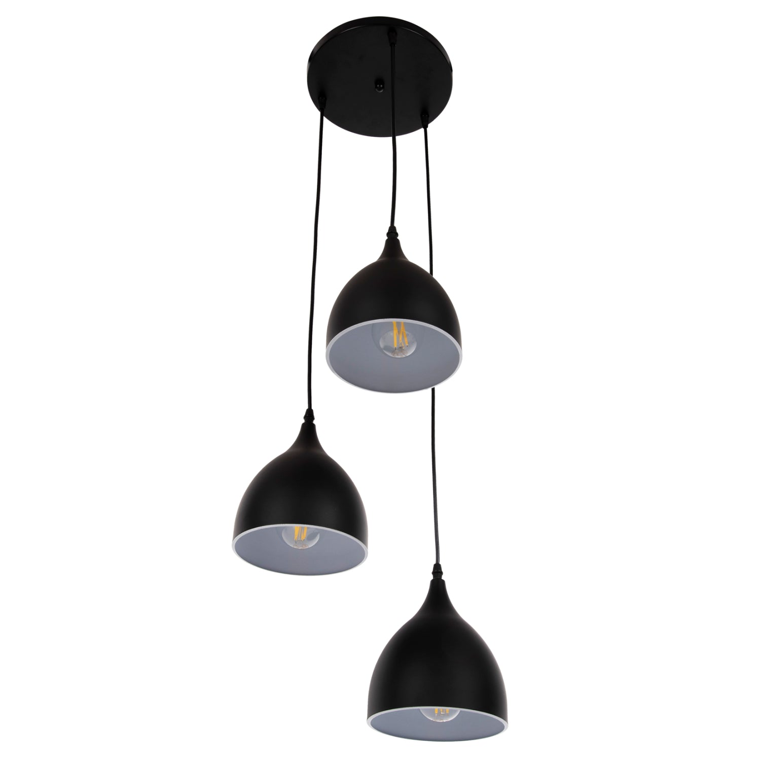CEILING PENDANT LAMP HM4137 3-LIGHT BLACK METAL Φ33x33-115Hcm.