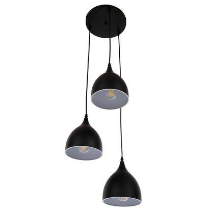 CEILING PENDANT LAMP HM4137 3-LIGHT BLACK METAL Φ33x33-115Hcm.