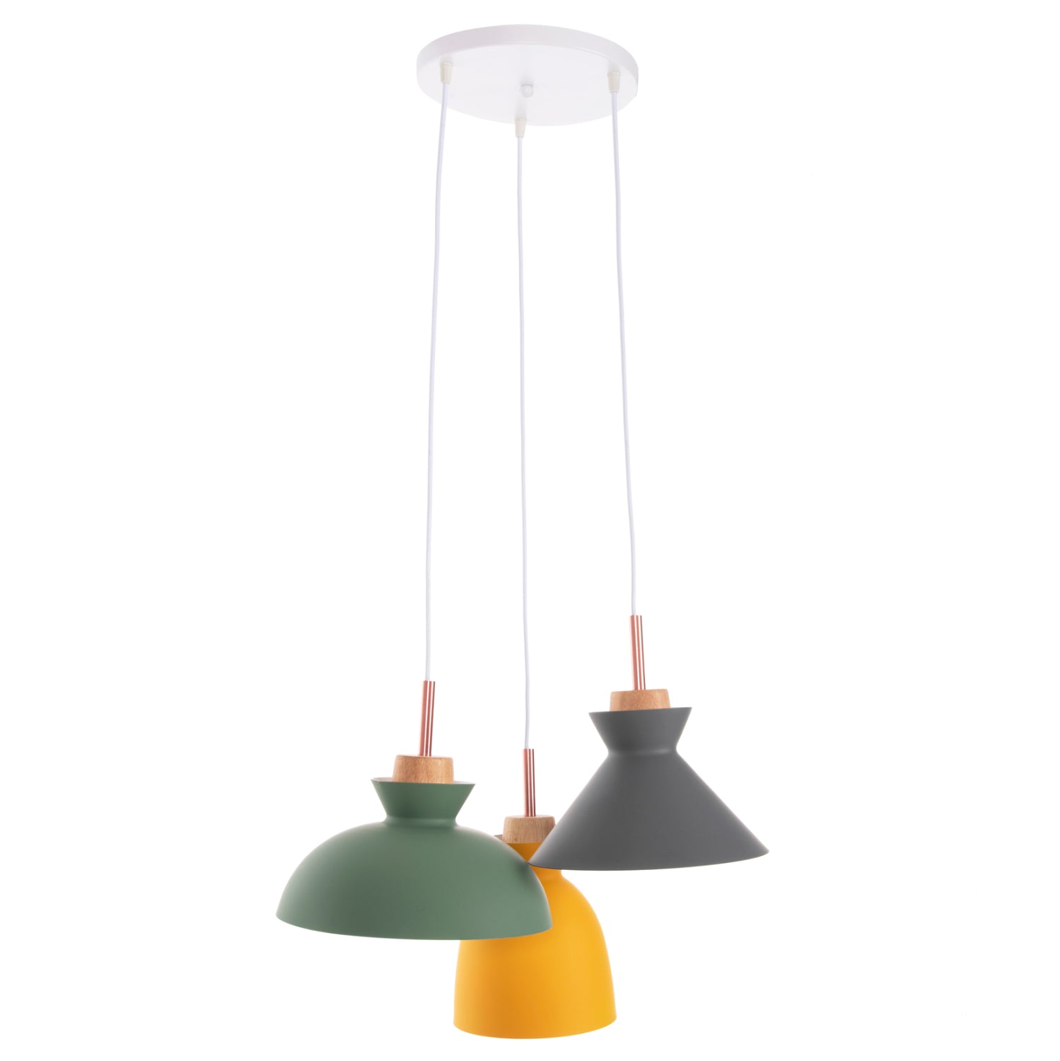 CEILING PENDANT FIXTURE HM4141 3-LIGHT METAL-WOOD 3 COLORS 105H cm.