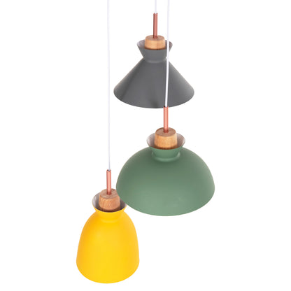 CEILING PENDANT FIXTURE HM4141 3-LIGHT METAL-WOOD 3 COLORS 105H cm.