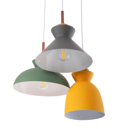 CEILING PENDANT FIXTURE HM4141 3-LIGHT METAL-WOOD 3 COLORS 105H cm.