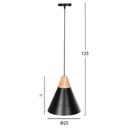 CEILING PENDANT LAMP HM4143 BLACK METAL CAP Φ25x125Hcm.
