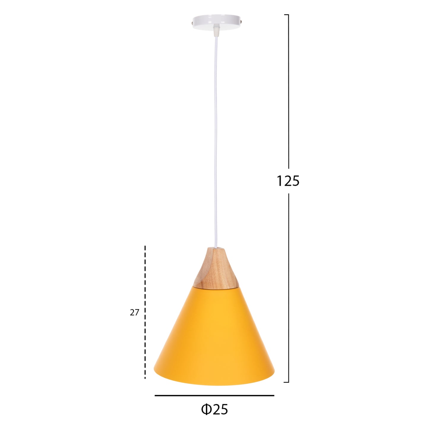 CEILING PENDANT LAMP HM4146 YELLOW METAL CAP Φ25x125Hcm.