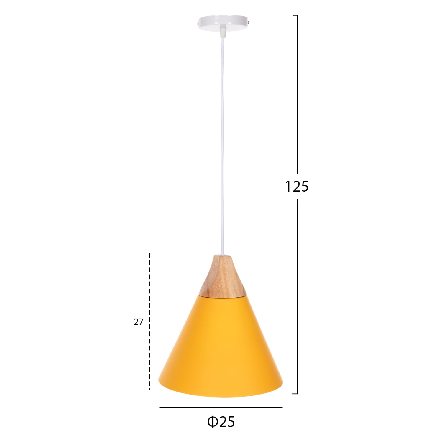 CEILING PENDANT LAMP HM4146 YELLOW METAL CAP Φ25x125Hcm.