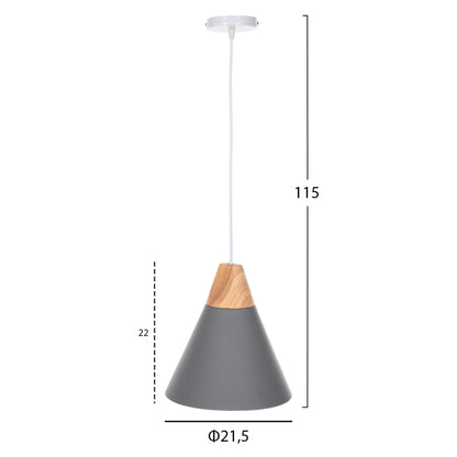 CEILING PENDANT LAMP HM4150 GREY METAL CAP Φ21,5x115Hcm.