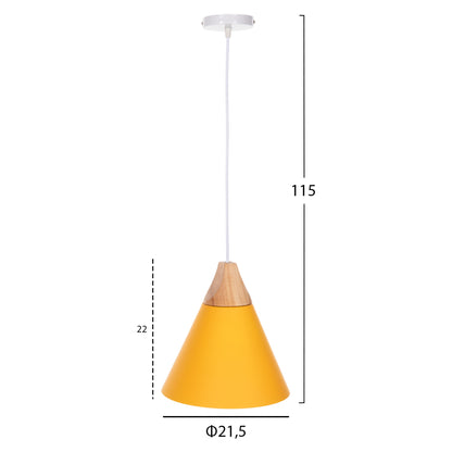 CEILING PENDANT LAMP HM4151 YELLOW METAL CAP Φ21,5x115Hcm.