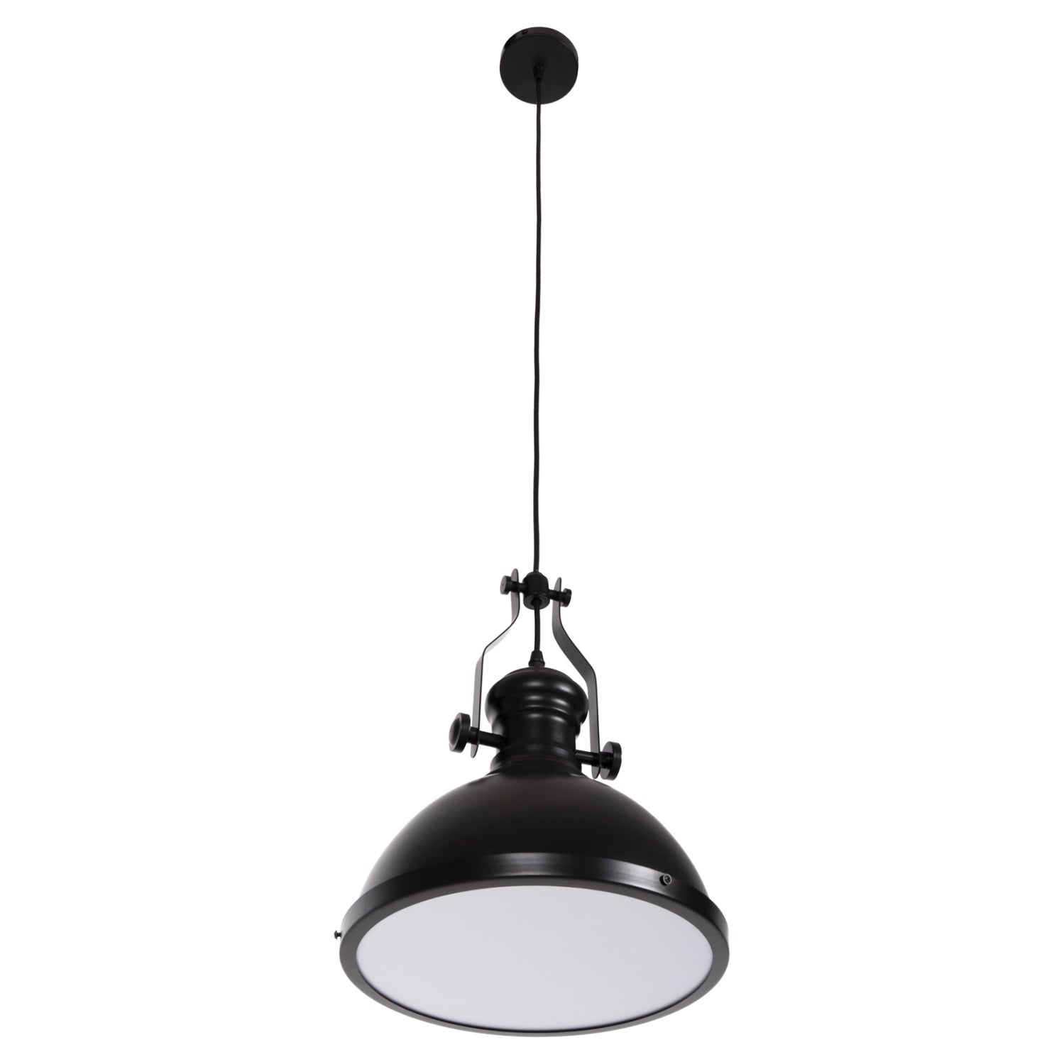 CEILING PENDANT LAMP HM4155 BLACK METAL-WHITE GLASS 30,5x30,5x118H cm.