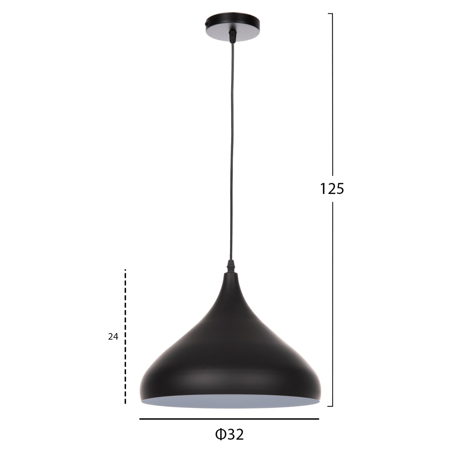 CEILING PENDANT LAMP HM4157 BLACK METAL CAP Φ32x125Hcm.