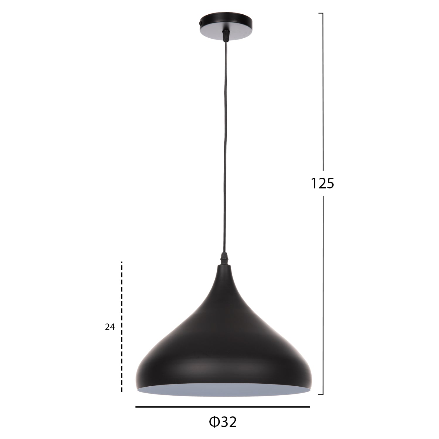CEILING PENDANT LAMP HM4157 BLACK METAL CAP Φ32x125Hcm.