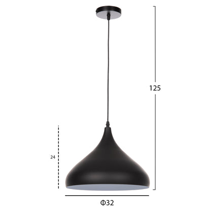 CEILING PENDANT LAMP HM4157 BLACK METAL CAP Φ32x125Hcm.