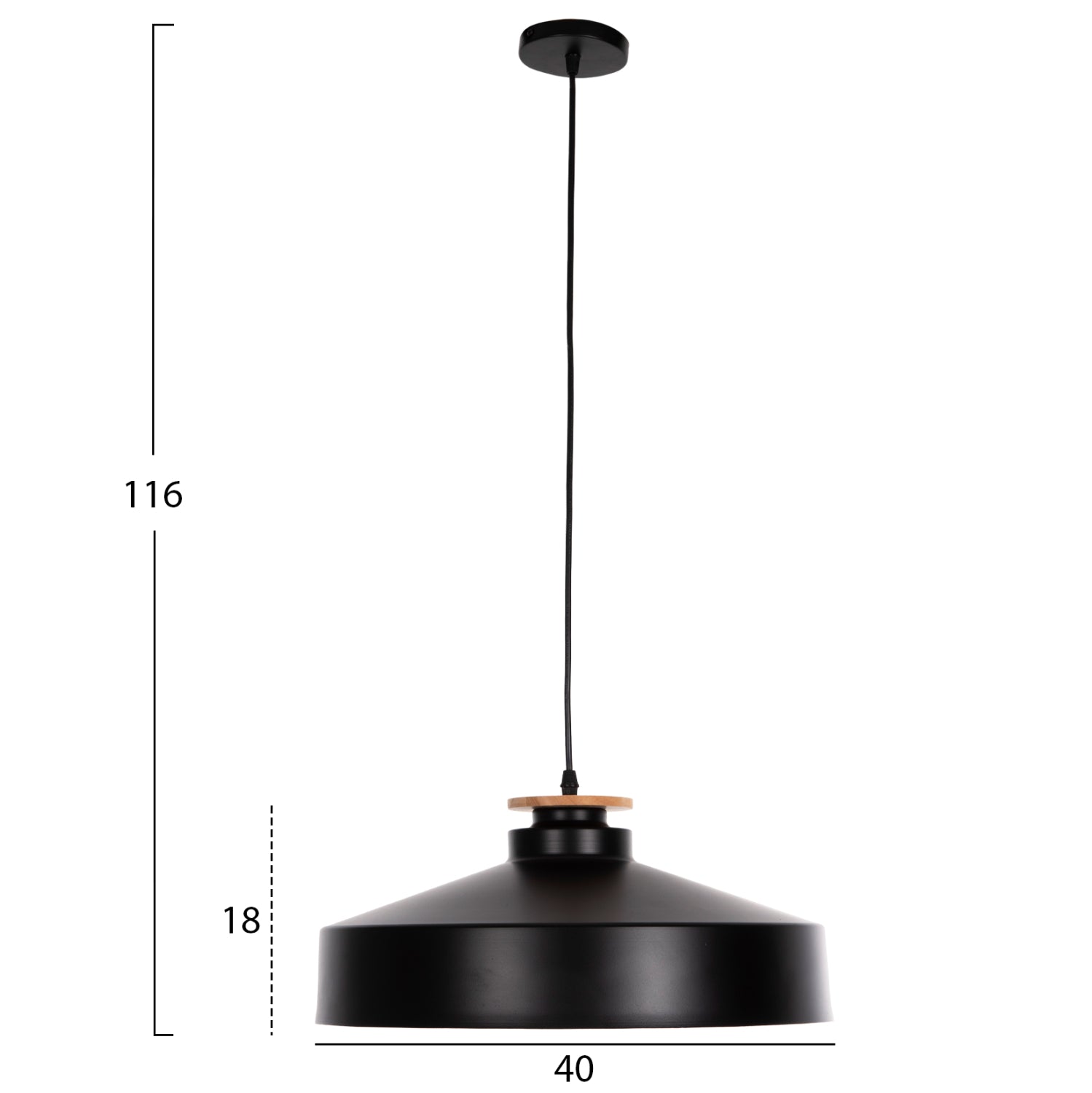 CEILING PENDANT LAMP HM4159.01 BLACK METAL CAP Φ40x116Hcm.