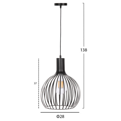 CEILING PENDANT LAMP HM4164 BLACK METAL CAP Φ28x138Hcm.