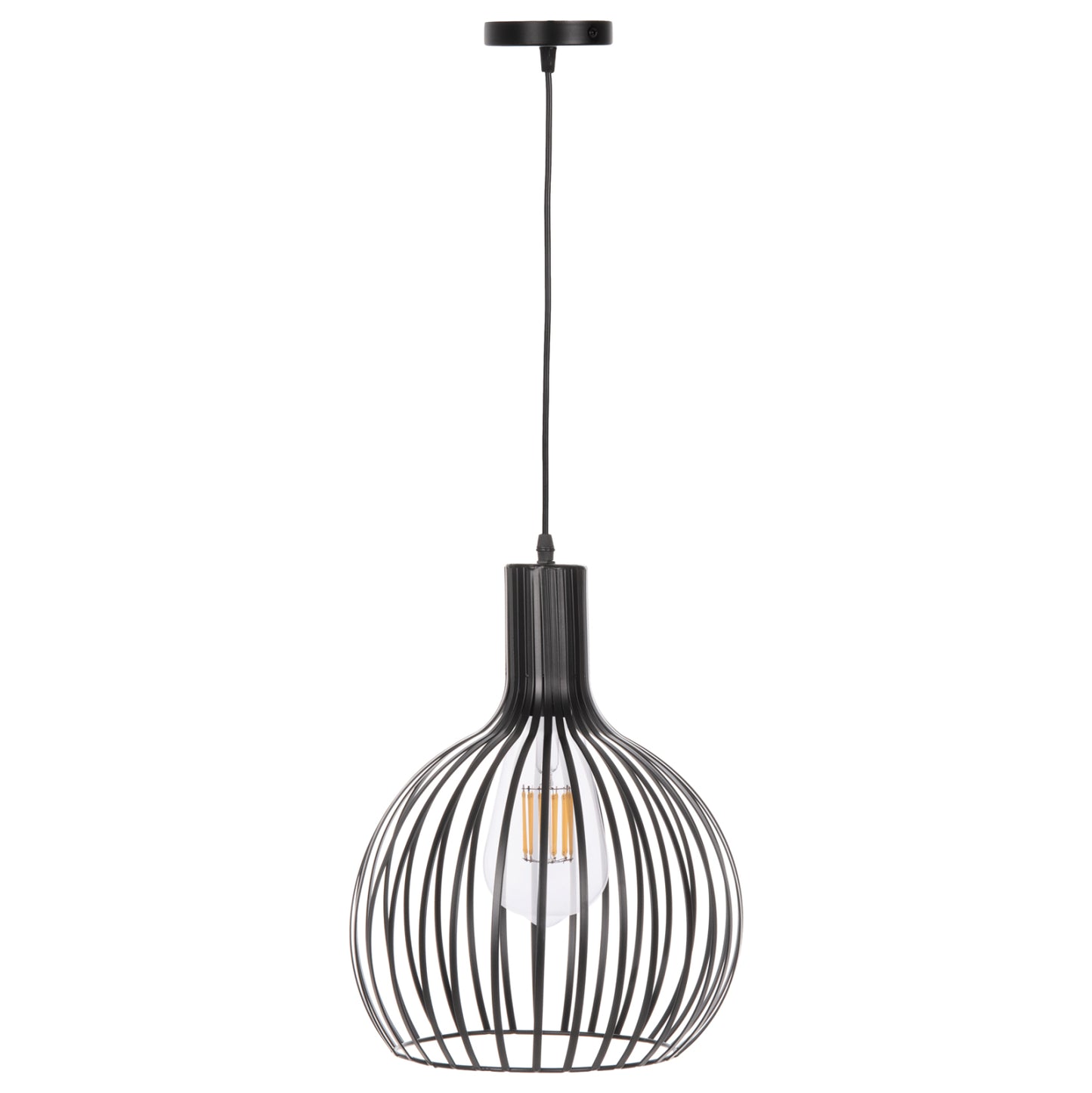 CEILING PENDANT LAMP HM4164 BLACK METAL CAP Φ28x138Hcm.