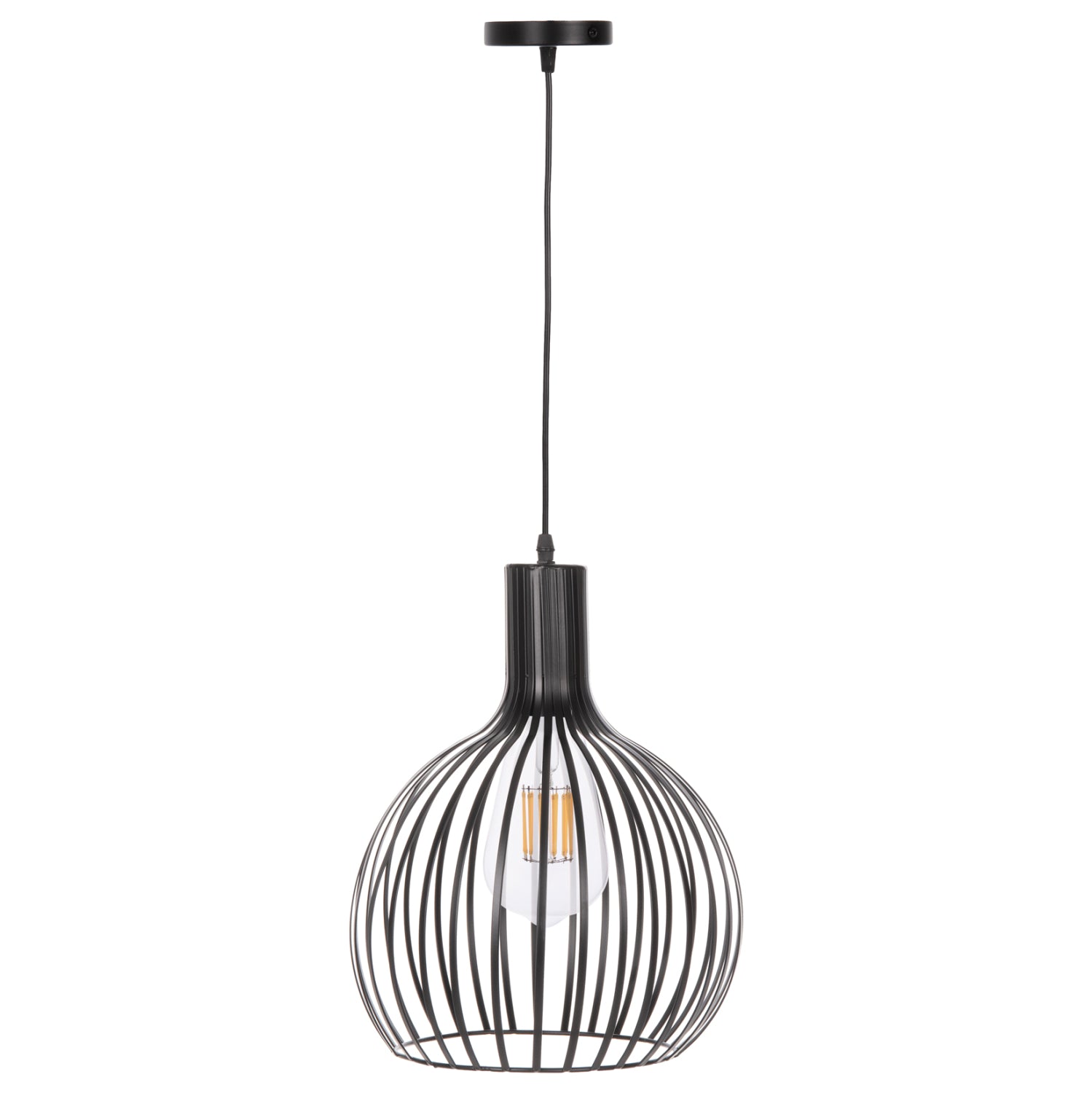CEILING PENDANT LAMP HM4164 BLACK METAL CAP Φ28x138Hcm.