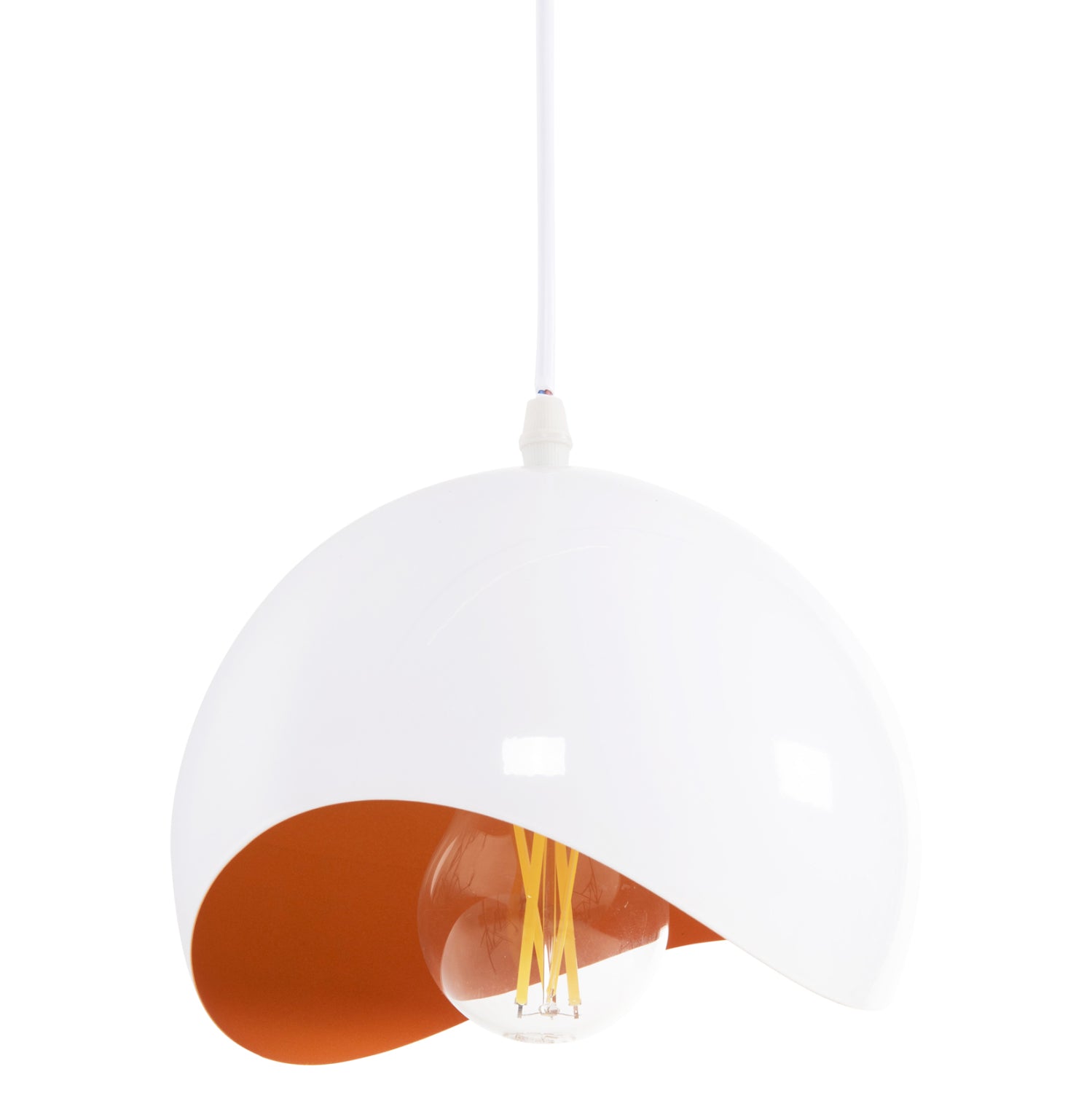 CEILING PENDANT LAMP HM4165.02 METAL SPHERE-WHITE & ORANGE Φ20x118Hcm.