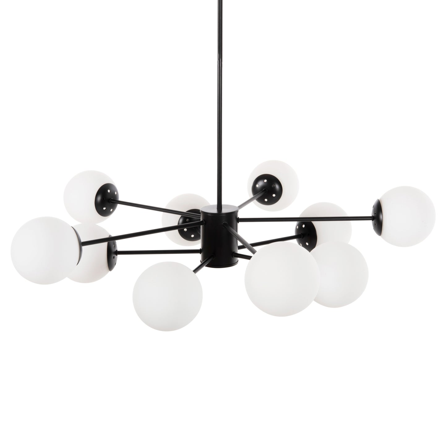 CEILING PENDANT MULTI-LIGHT HM4170 BLACK METAL WHITE GLASS Φ90x97,5Hcm.