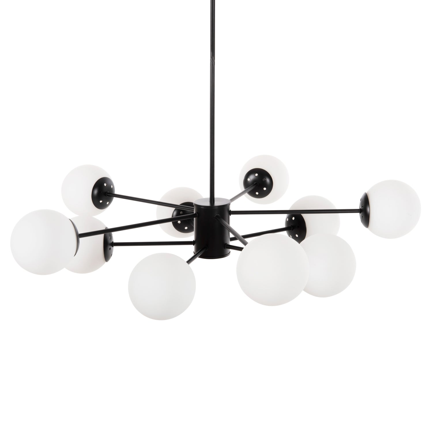 CEILING PENDANT MULTI-LIGHT HM4170 BLACK METAL WHITE GLASS Φ90x97,5Hcm.