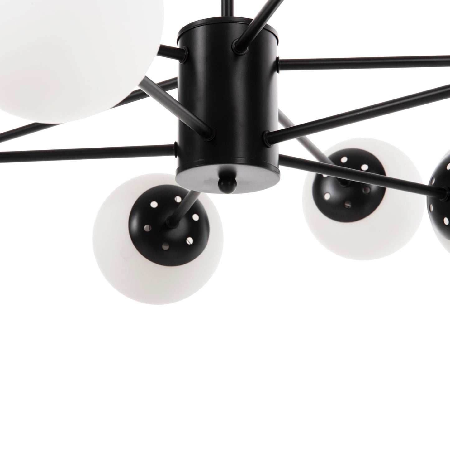 CEILING PENDANT MULTI-LIGHT HM4170 BLACK METAL WHITE GLASS Φ90x97,5Hcm.
