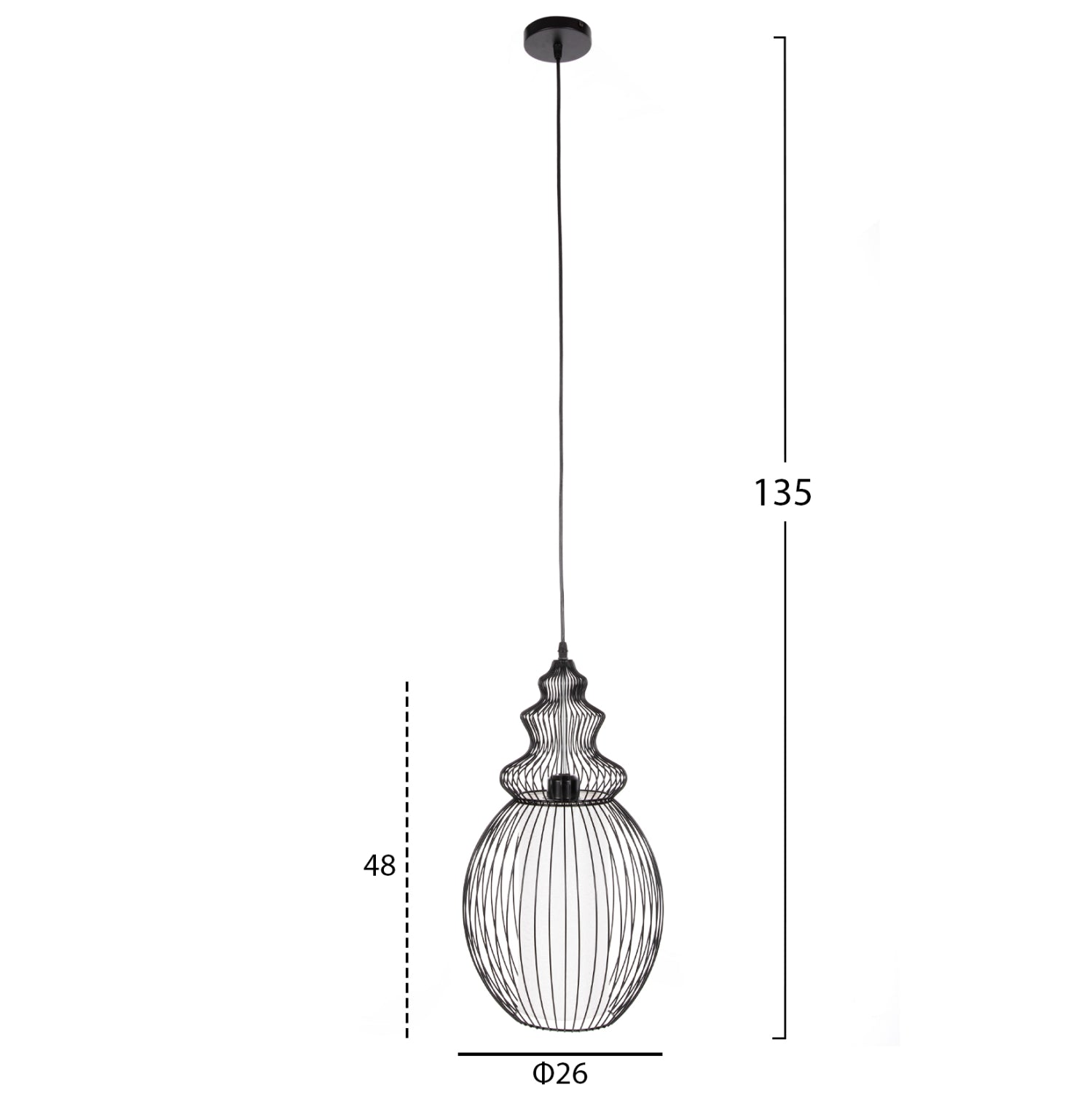 CEILING PENDANT LAMP HM4184 BLACK METAL 26x26x125Hcm.
