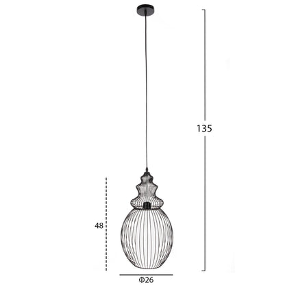 CEILING PENDANT LAMP HM4184 BLACK METAL 26x26x125Hcm.