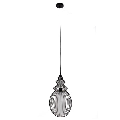 CEILING PENDANT LAMP HM4184 BLACK METAL 26x26x125Hcm.