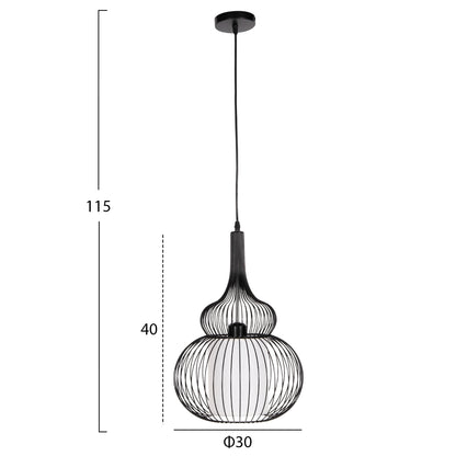CEILING PENDANT LAMP HM4185 BLACK METAL-WHITE CLOTH Φ30x115H cm.