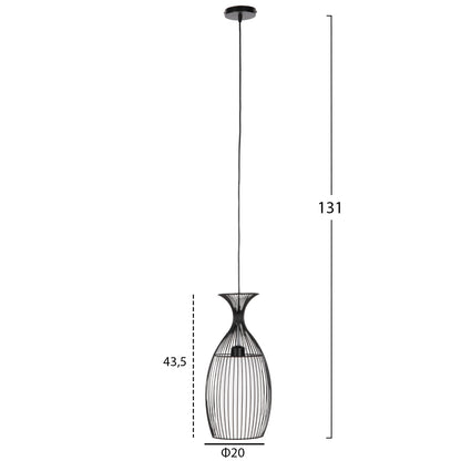 CEILING PENDANT LAMP HM4186 BLACK METAL 20x20x131Hcm.