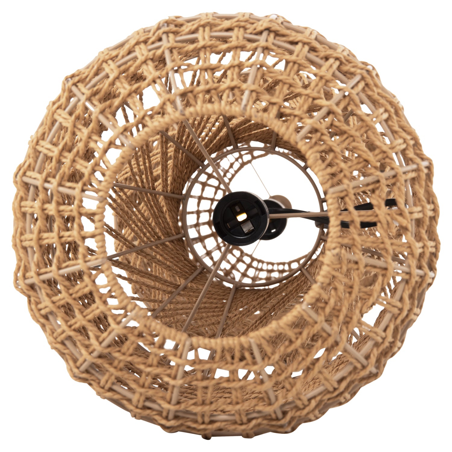 CEILING PENDANT LAMP HM4344 CYLINDRICAL-PAPER ROPE ΙΝ SAN BEIGE-2 BULBS Φ25x100-160Hcm.