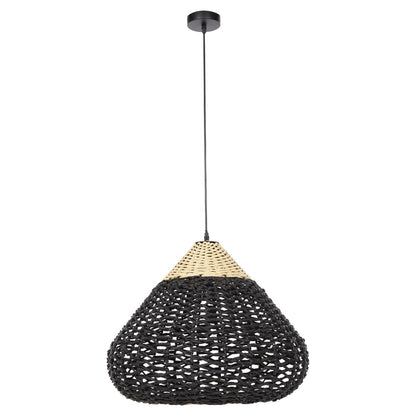 CEILING PENDANT LAMP HM4346 PAPER ROPE ΙΝ BEIGE AND BLACK Φ55,5x44Hcm.